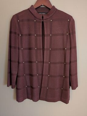 Ming Wang Studded Grid Knit Jacket Size PS